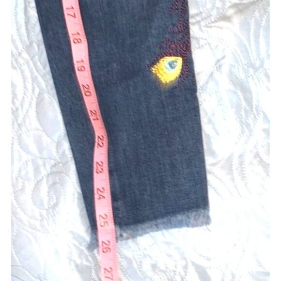 Free People Embroidered Skinny Fit Jeans 28 Blue Cotton Blend Womens Stylish Cas - Picture 15 of 15